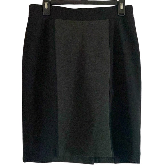 Nicole Miller Black and Gray Color Block Pencil Knee Length Stretchy Skirt - Picture 1 of 3